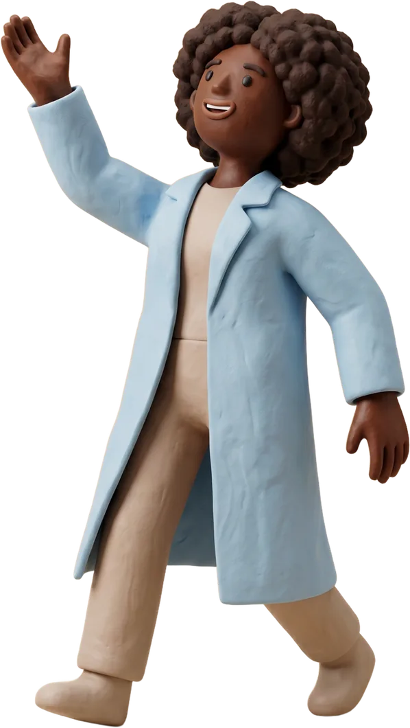 A clay clinician reaching up out of the panel