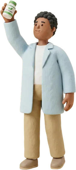 A clay pharmacist lifting a filled prescription between the decision and its capture