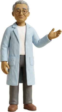 A clay pharmacist standing on the access card