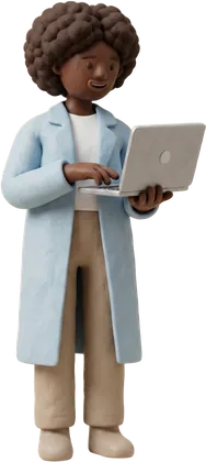 A clay pharmacy technician working the inbox on her laptop