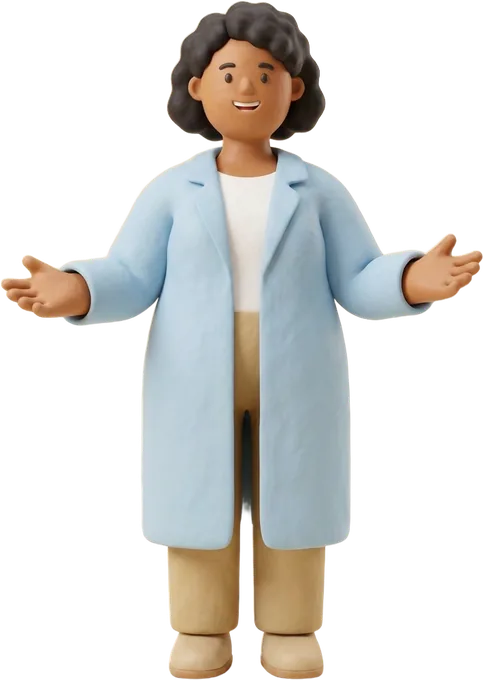 A clay pharmacist presenting the guides