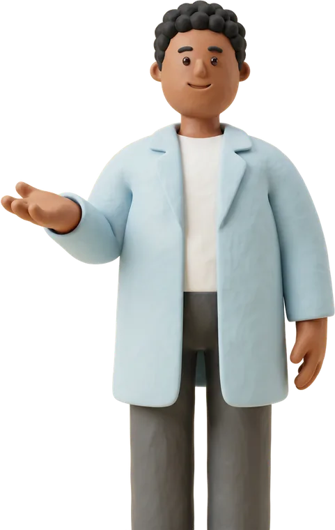 A clay pharmacist behind the counter presenting the guide