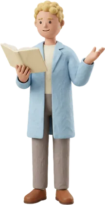 A clay pharmacist reading the OTC benefit card guide
